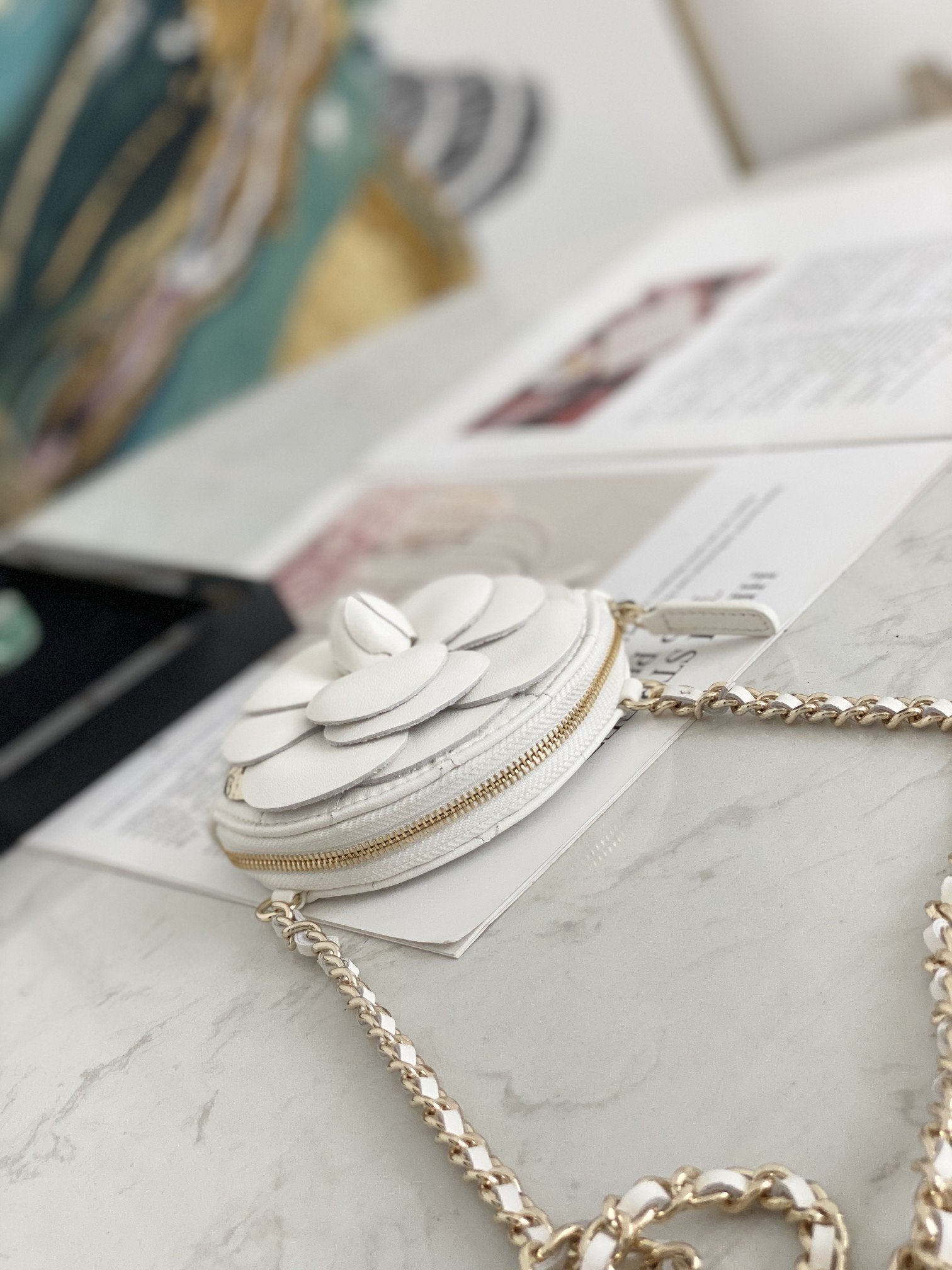 Chanel Camellia Clutch With Chain White Bag For Women 11cm/4in