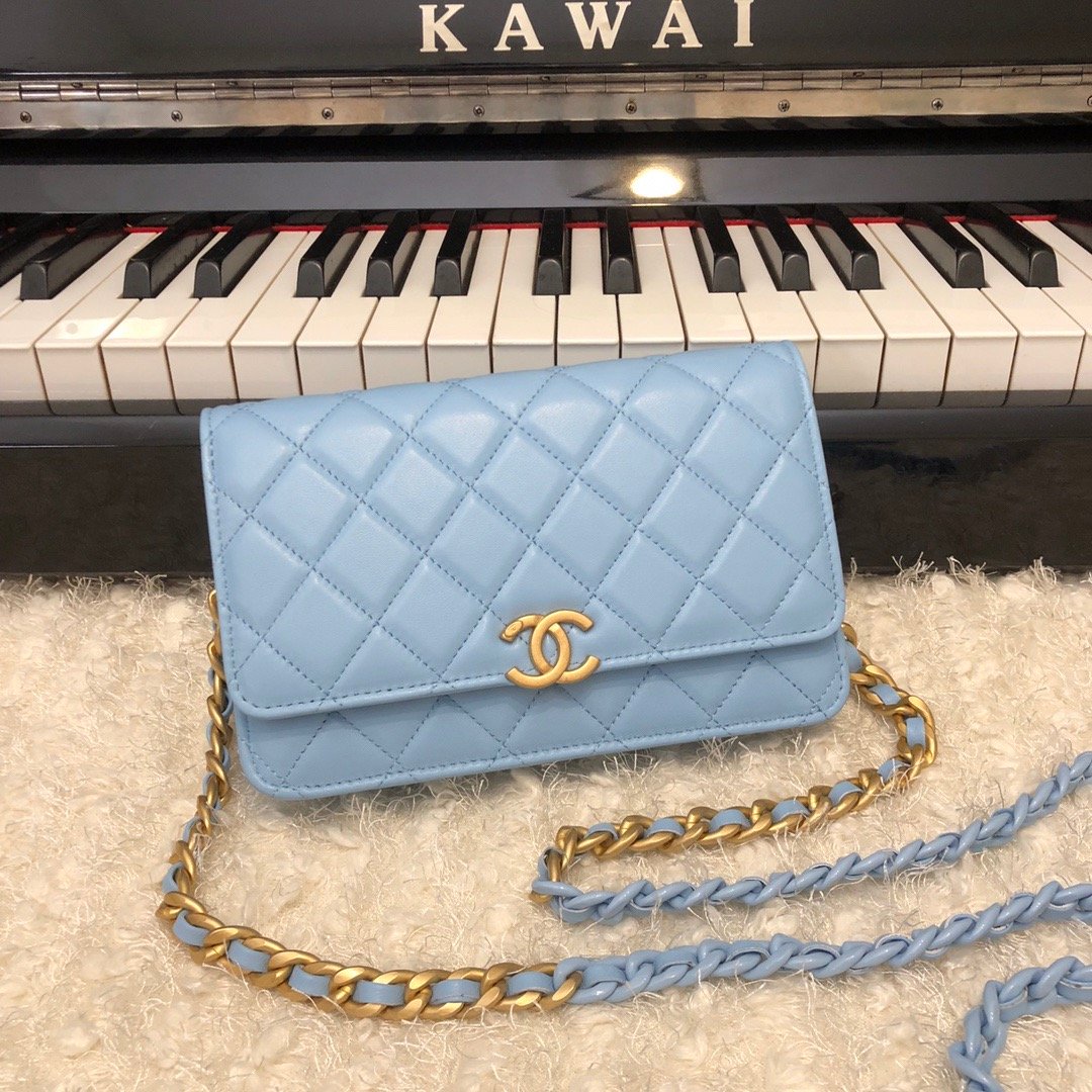 ChanelOriginal Small Classic Flap Bag Gold Hardware Blue For Women, Women’s Handbags, Shoulder Bags 7.5in/19cm AP33814