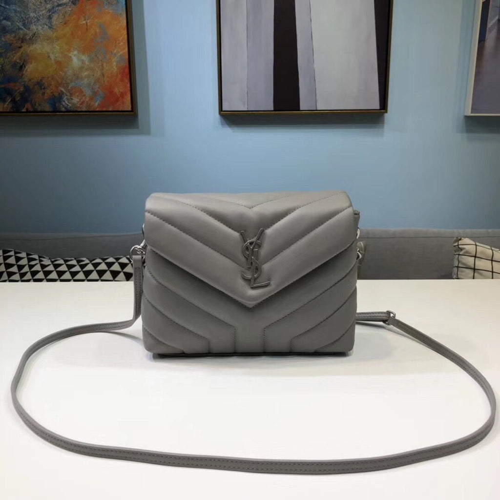 Top Quality Loulou Mini Shoulder Bag Grey For Women 7in/18cm YSL