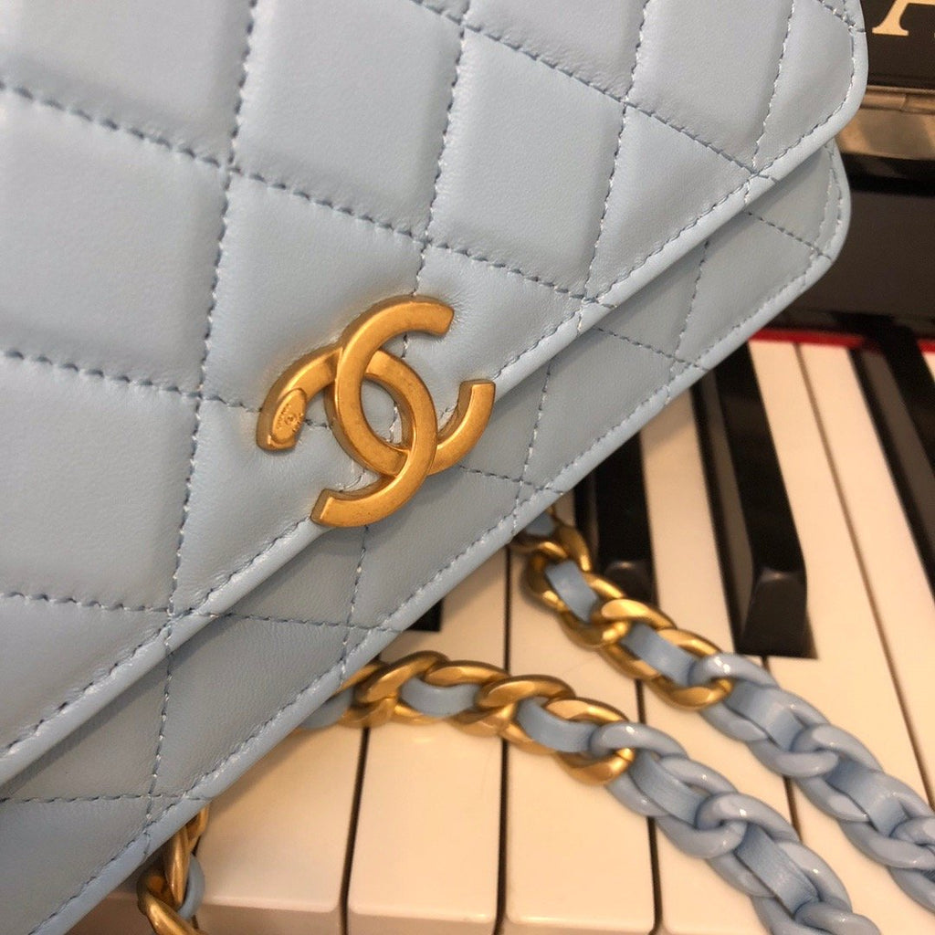 ChanelOriginal Small Classic Flap Bag Gold Hardware Blue For Women, Women’s Handbags, Shoulder Bags 7.5in/19cm AP33814
