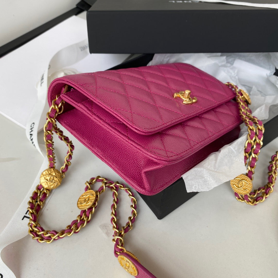 ChanelSmall GlamIap Bag Gold Hardware Plum For Women Handbags, Shoulder Bags 7.5in/19cm AP2840