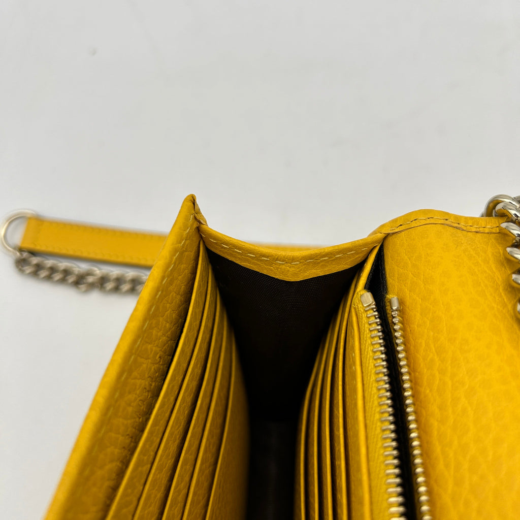 Gucci Interlocking Yellow Leather Clutch Bag