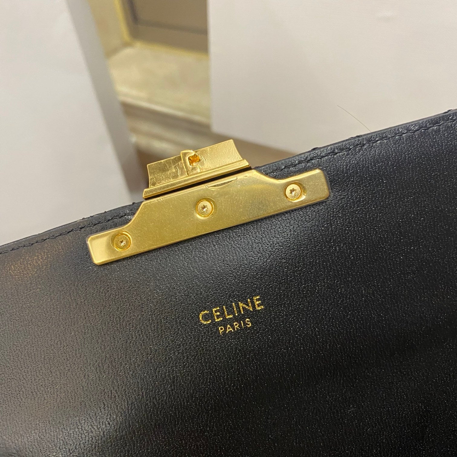 Celine Triomphe Shoulder Bag In Quilted Triomphe Lambskin Black For Women 8in/20cm 194143EF4.38NO