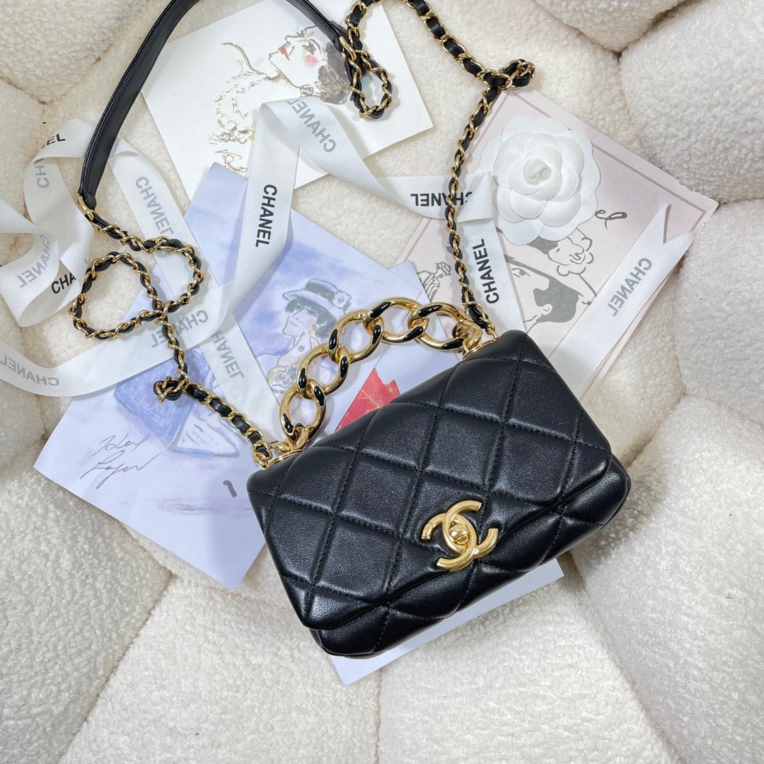 ChanelMini GlamIap Bag Gold Hardware Black For Women Handbags, Shoulder Bags 6.7in/17cm AS3365
