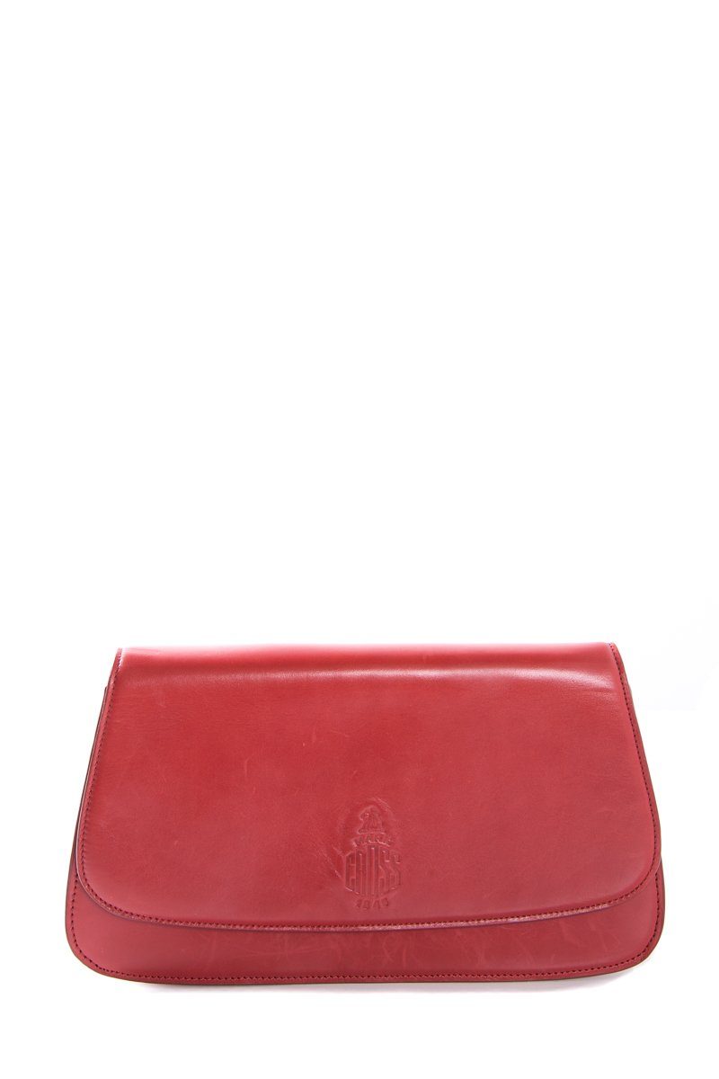 Mark Cross Red Leather Clutch with Shoulder Chain