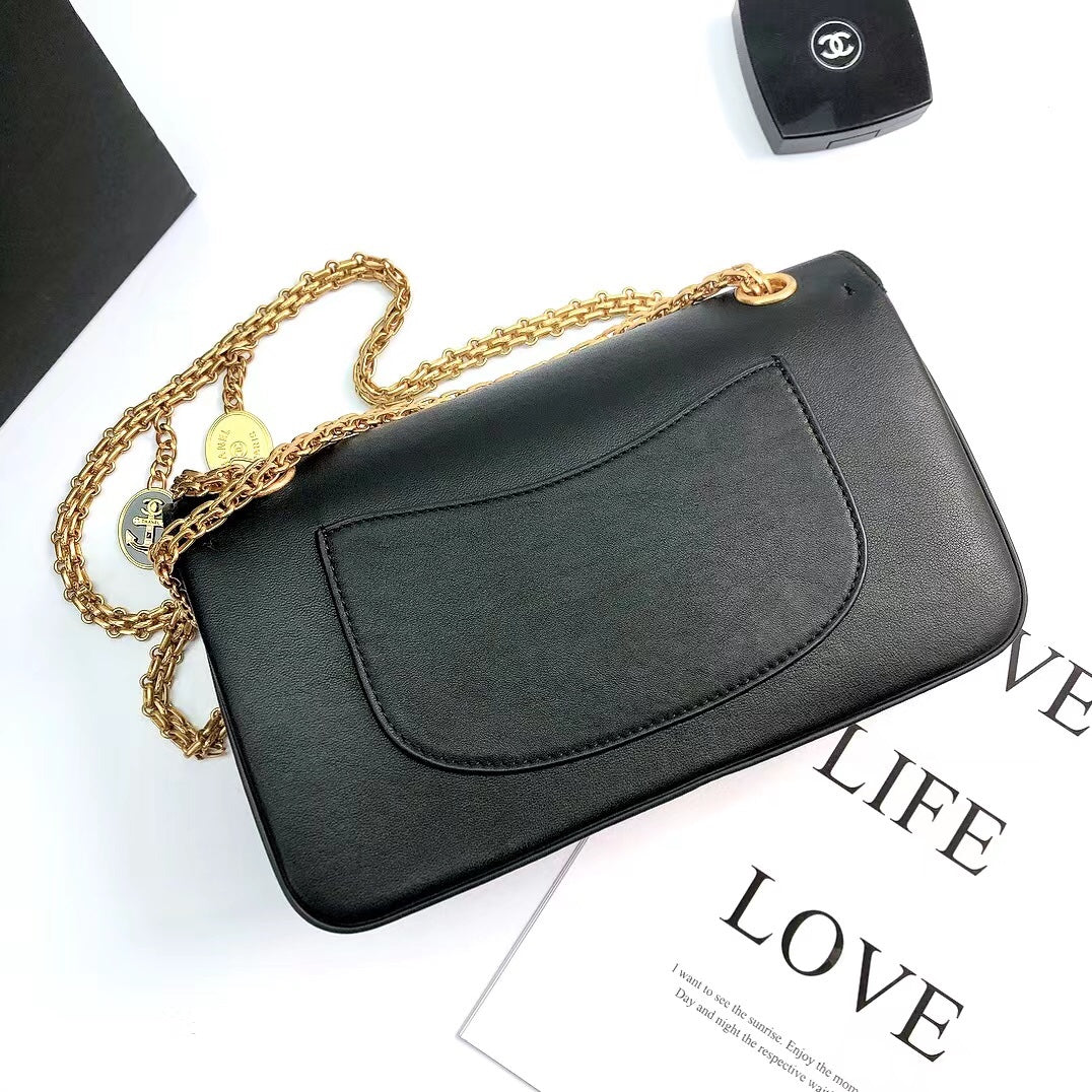 ChanelMaroon Medallion Nude Reissue 2.55 Classic 225 GlamIap Black Bag For Women 24cm/9.4in