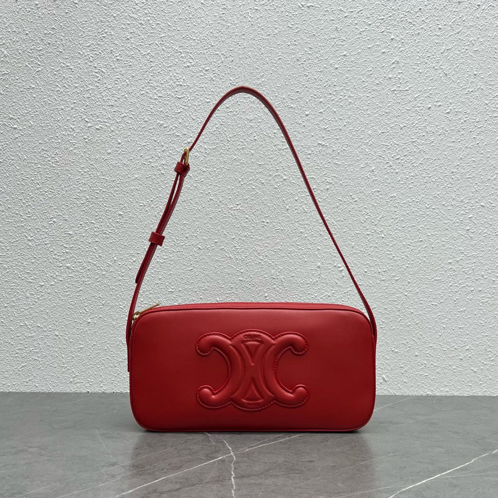 Celine Camera Shoulder Bag Cuir Triomphe Red For Women 10in/26cm