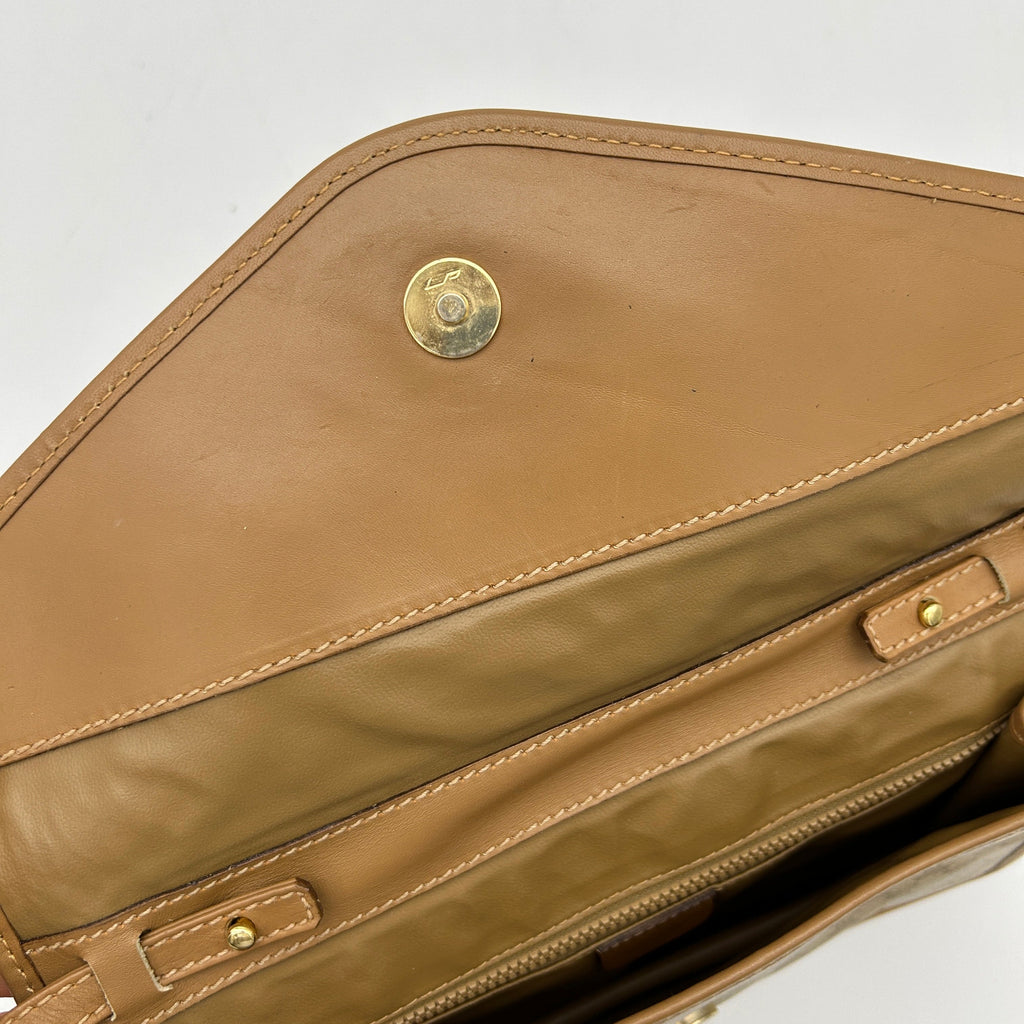 Celineline Macadam Beige Canvas Leather Shoulder Bag