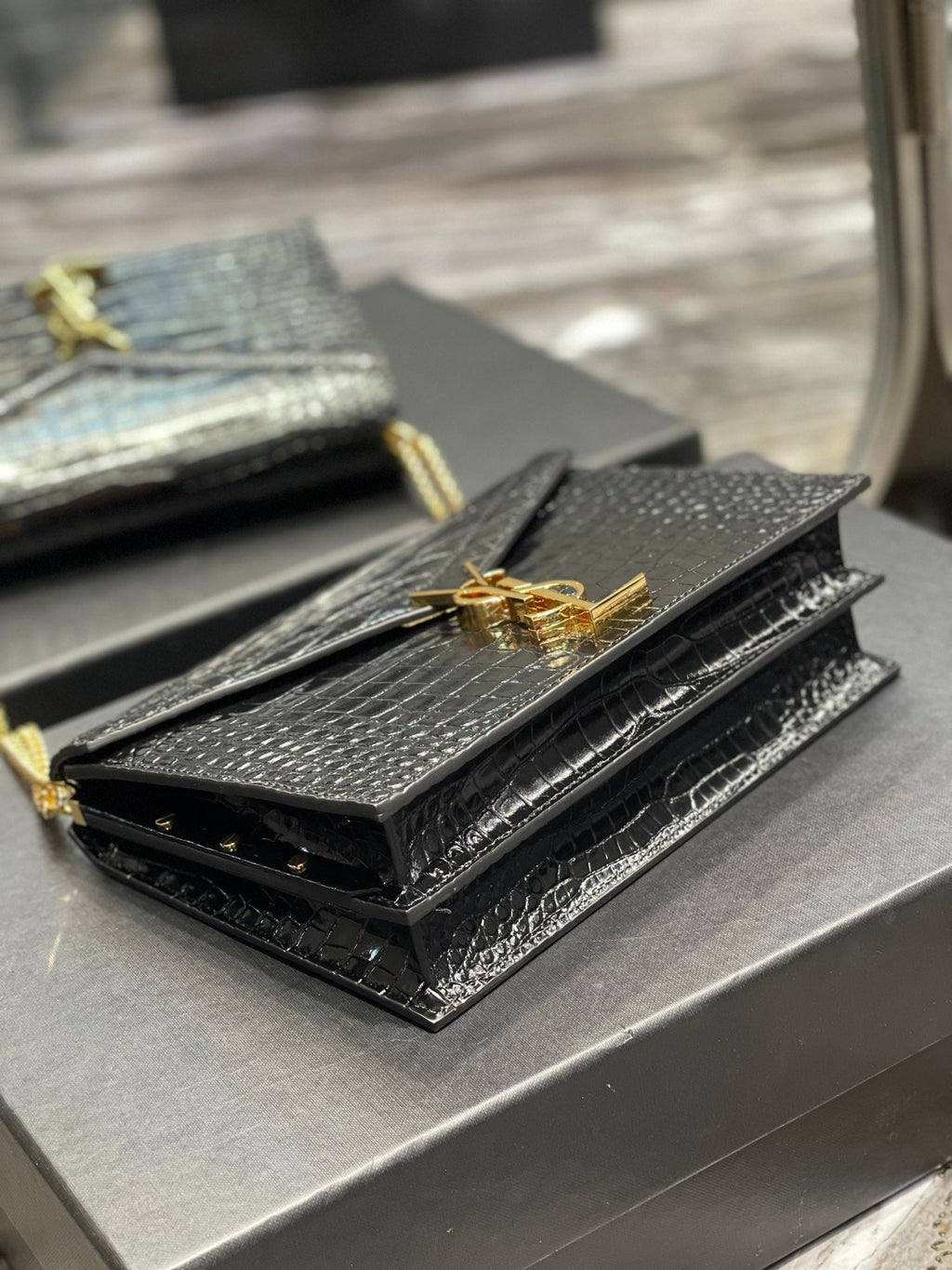 YSSL Cassandra Medium Chain Bag Black For Women 8in/22cm YSL