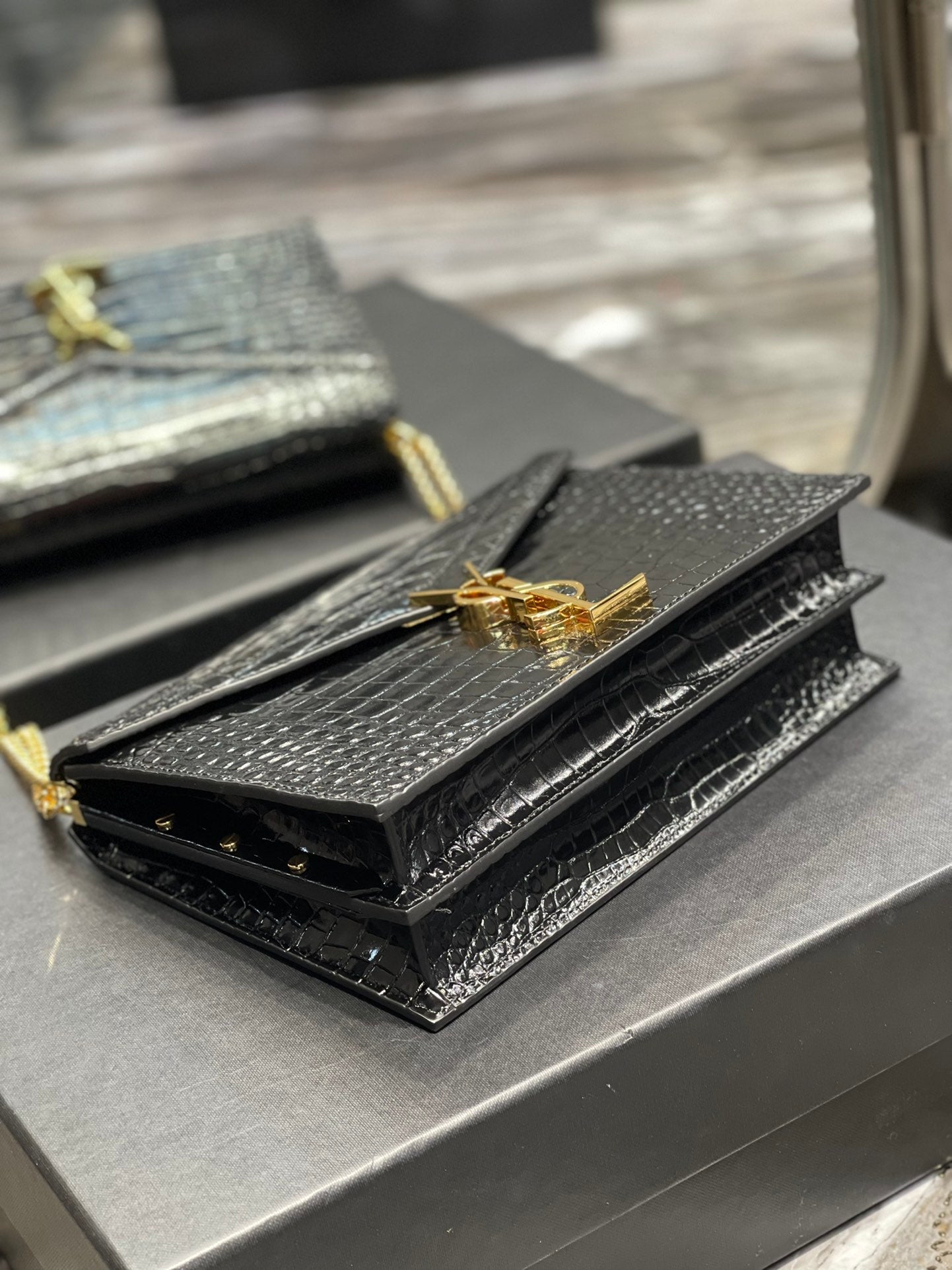 YSSL Cassandra Medium Chain Bag Black For Women 8in/22cm YSL