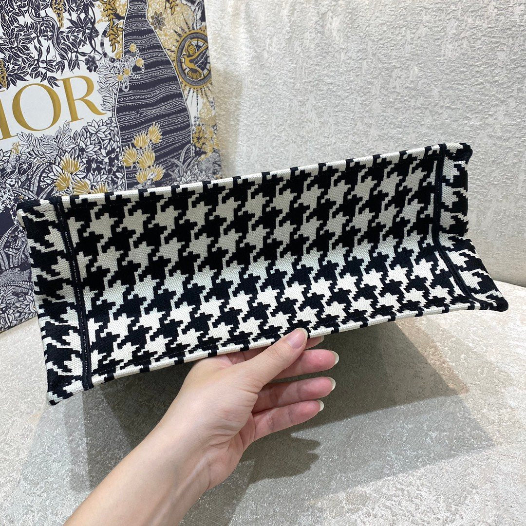 Dior MeDiorum Book Tote Black Macro Houndstooth Embroidery, Blue, For Women Women’s Handbags, Shoulder Bags, 36cm CD M1296ZTQT_M911