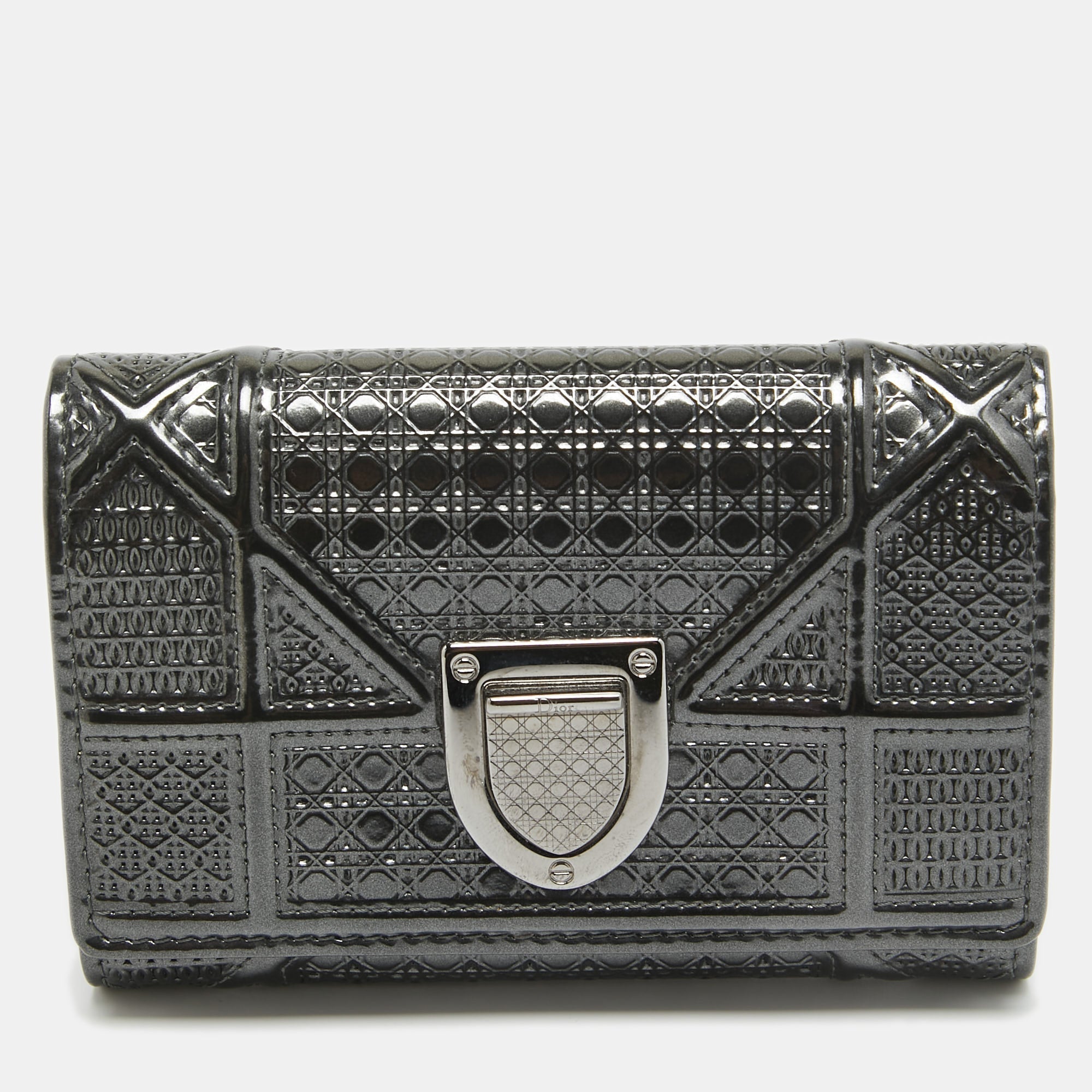 Grey Microcannage  Leather Diorama Trifold Wallet