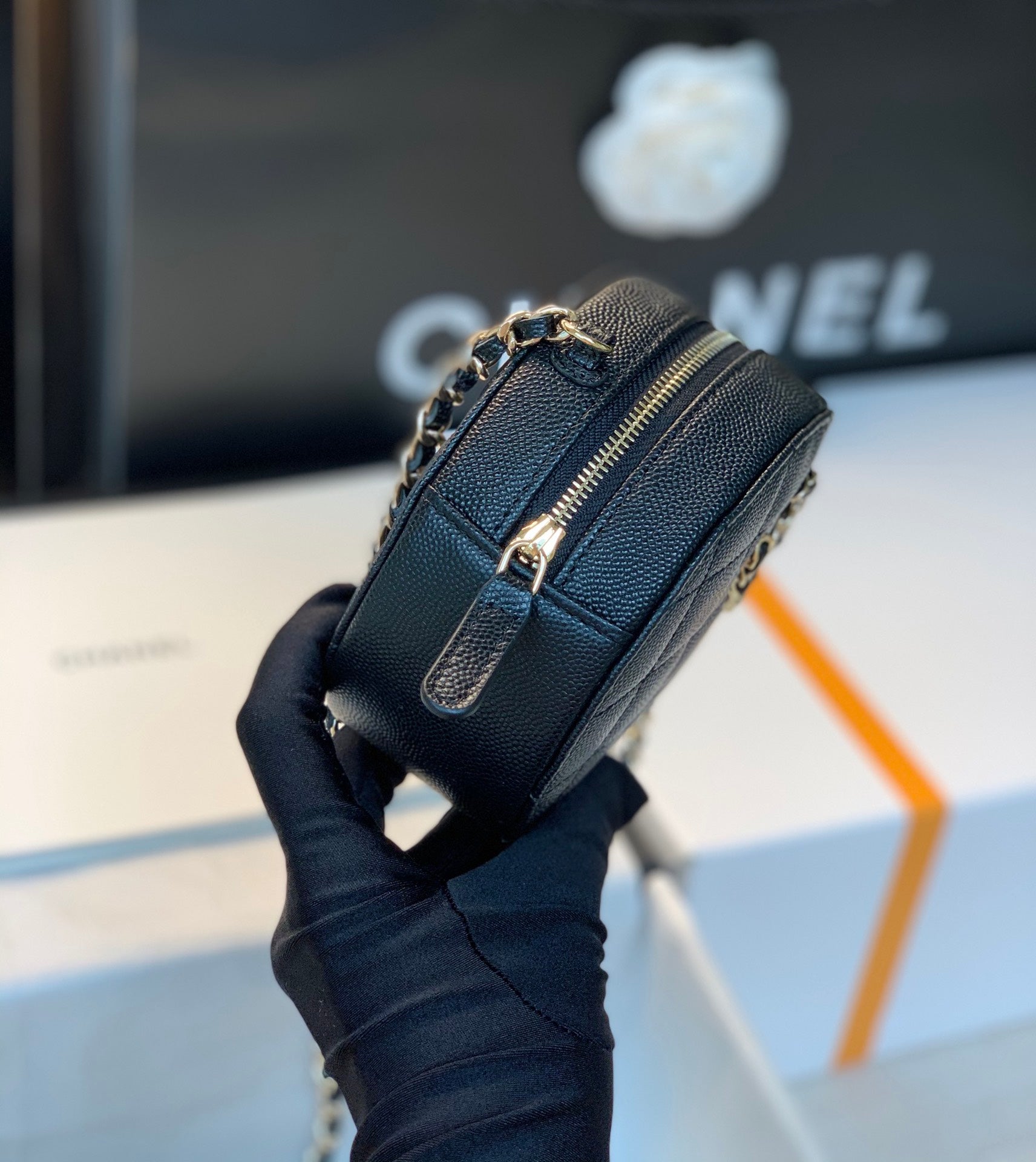 Chanel Round Bag Crossbody  Black For Women 4.7in/12cm