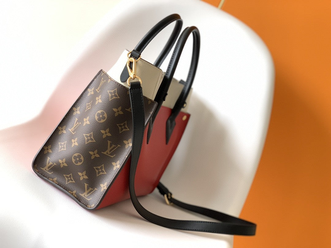 Louis Vuitton On My Side MM Tote Bag Monogram Canvas Red For Women,  Shoulder Bags 12in/31cm Louis Vuitton M53824