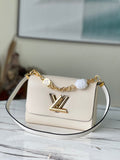 Louis Vuitton Twist MM Monogram Flower Quartz White For Women,  Shoulder And Crossbody Bags 9.1in/23cm Louis Vuitton M59403