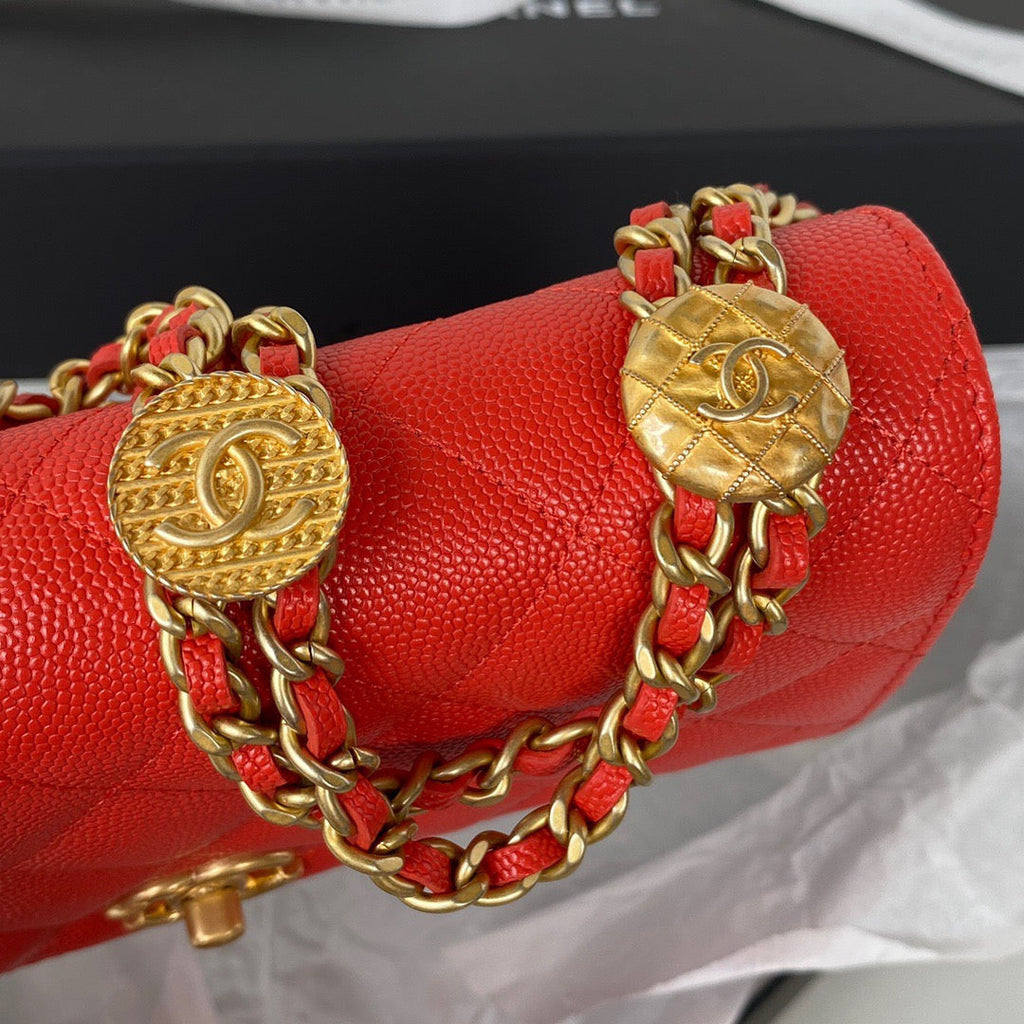 ChanelSmall GlamIap Bag Gold Hardware Red For Women Handbags, Shoulder Bags 7.5in/19cm AP2840