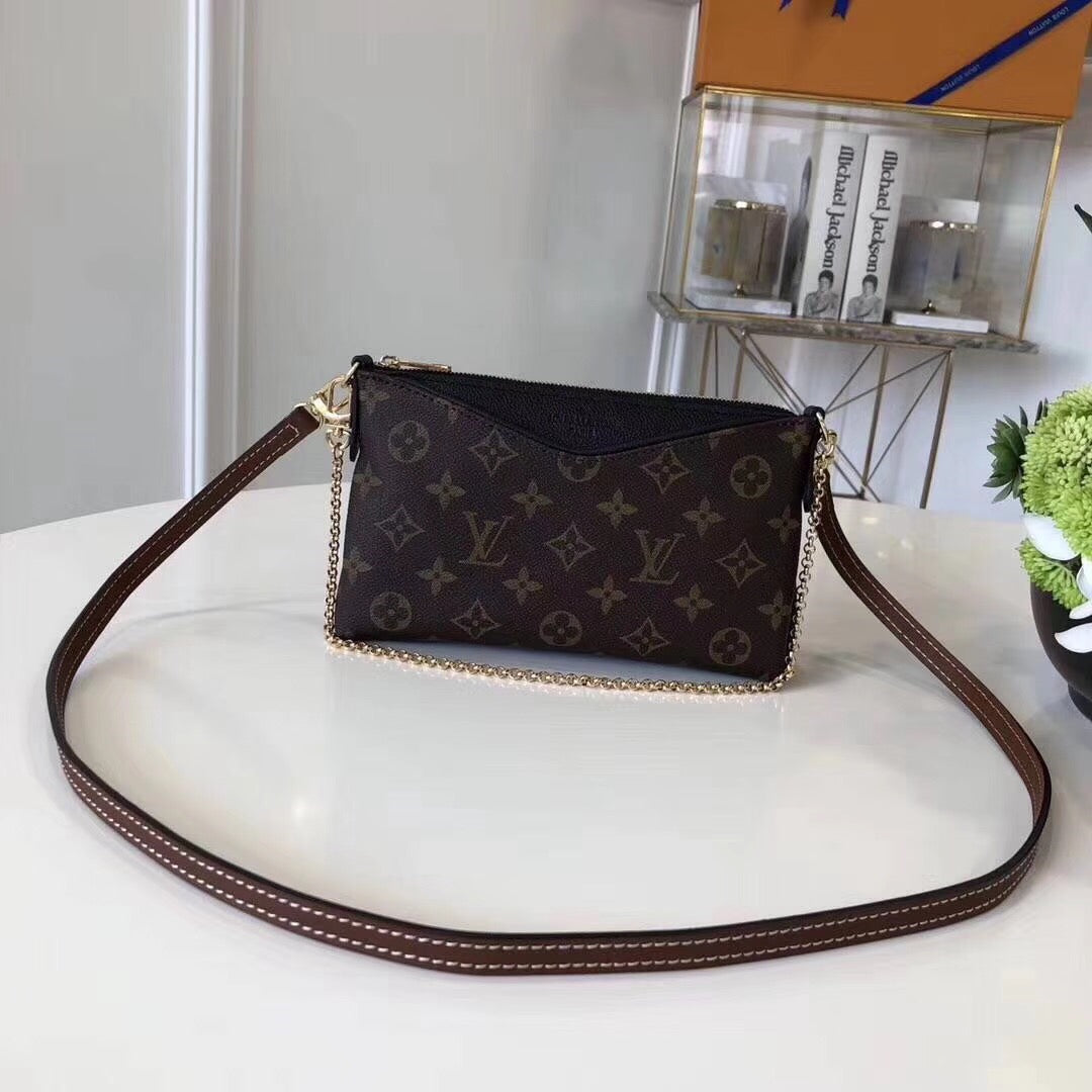 Louis Vuitton Pallas Clutch Monogram Canvas Black For Women, WoHandbag, Shoulder And Crossbody Bags 8.3in/21cm Louis Vuitton M44058