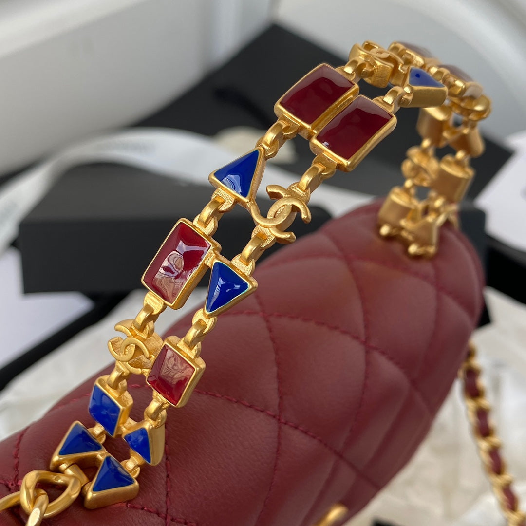 Chanel Clutch With Chain Gold Hardware Red For Women Handbags, Shoulder Bags 5.7in/14.5cm