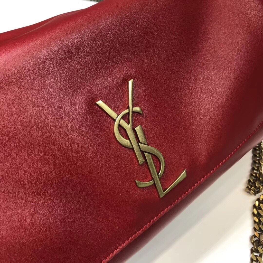 Top Quality Kate MeTop Qualityum Chain Bag In Grain De Poudre Red For Women 9.4in/24cm YSL 364021BOW0J6008