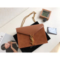 YSSL Cassandra Medium Chain Bag In Box And Velvet Orange For Women 8in/22cm YSL