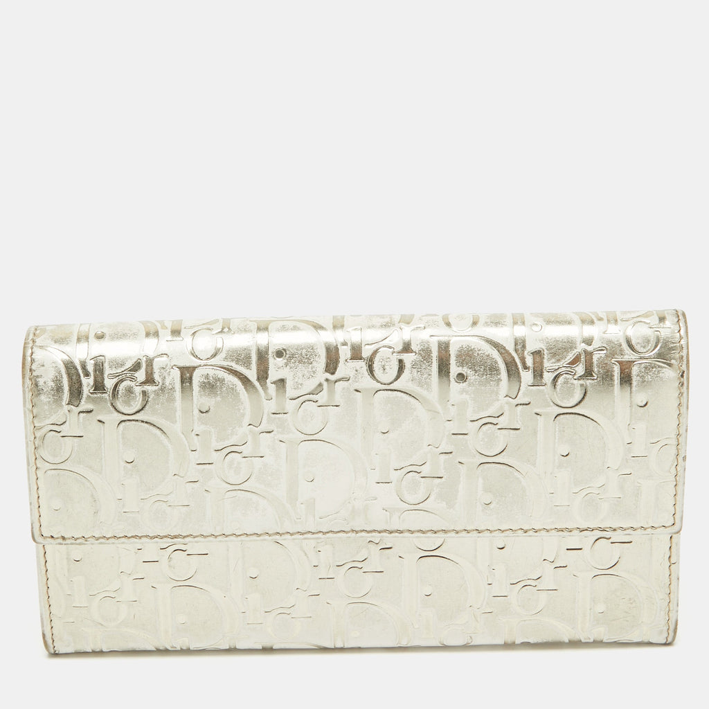 Dior Gold Oblique Embossed  Leather Continental Wallet