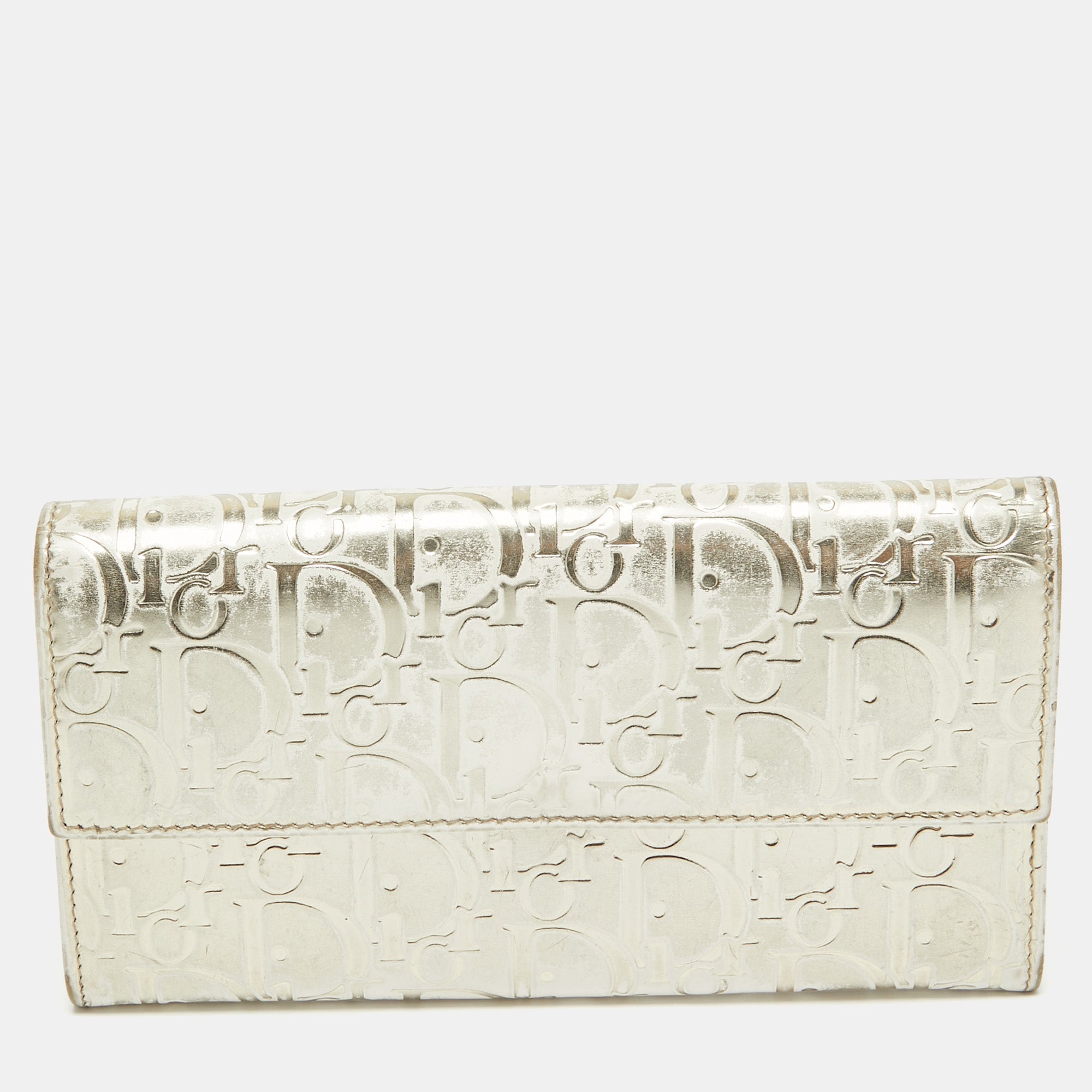 Dior Gold Oblique Embossed  Leather Continental Wallet