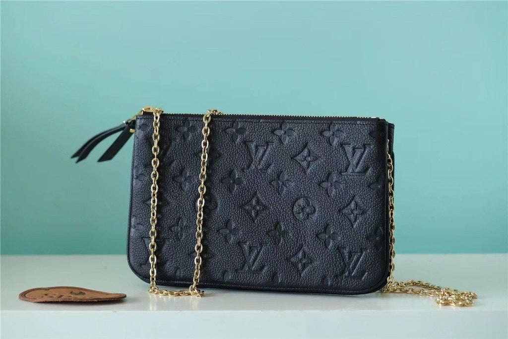 Louis Vuitton Double Zip Pochette Monogram Empreinte Black For Women,  Shoulder and Crossbody Bags 7.9in/20cm Louis Vuitton M68568