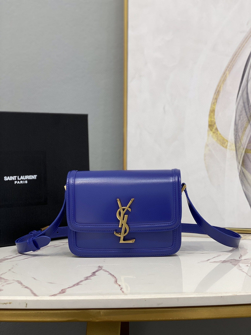 YSSL Solferino Small Satchel In Box Navy Blue For Women Â 7in/19cm YSLÂ 