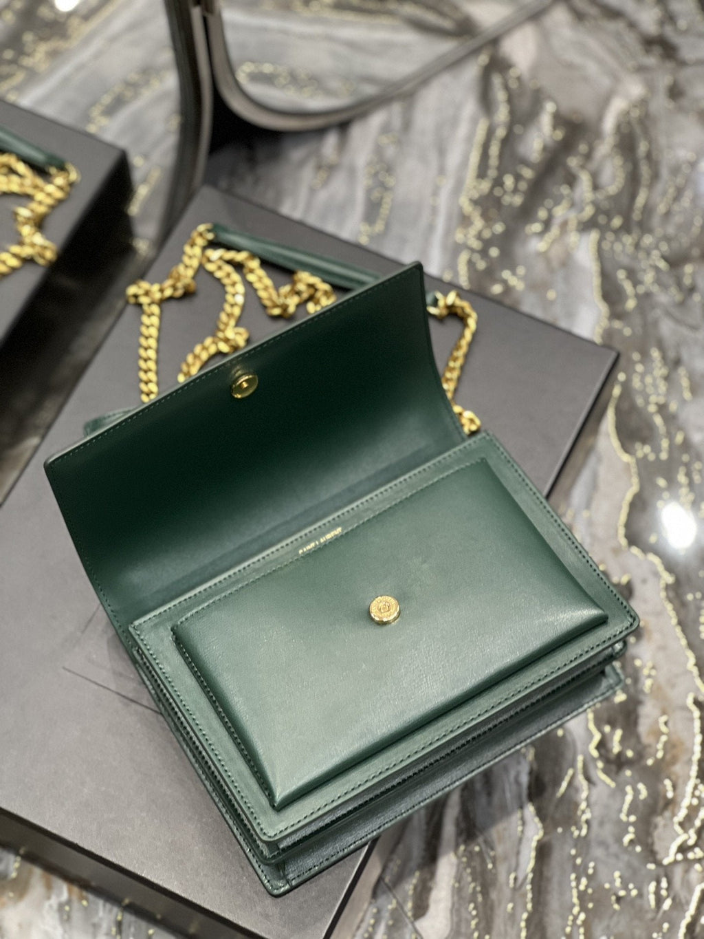 YSSL Sunset Medium Chain Bag For Women 8in/22cm Green YSL