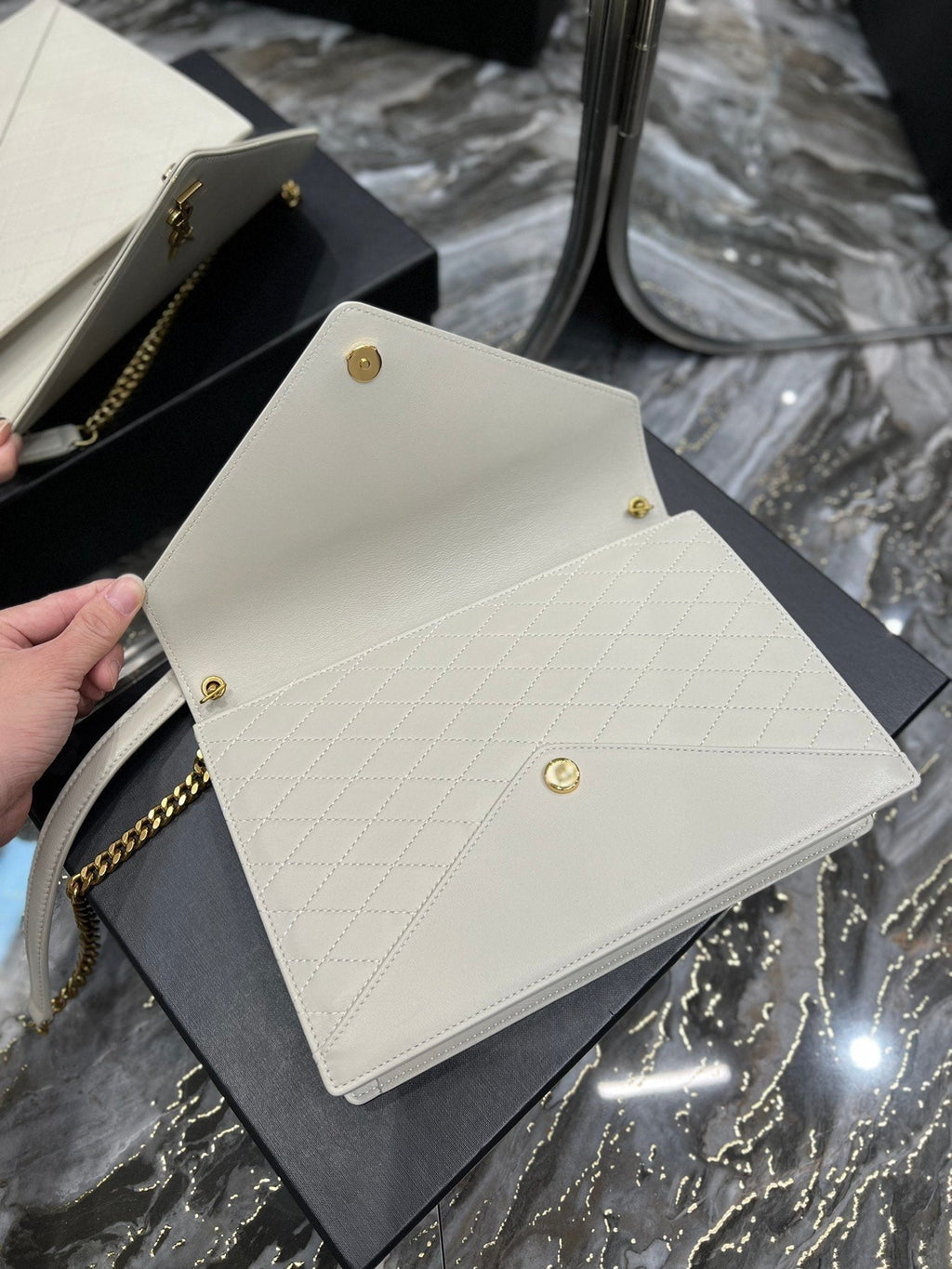 Top Quality Gaby Chain Bag White With Gold Hardware For Women 10.4in/27cm YSL