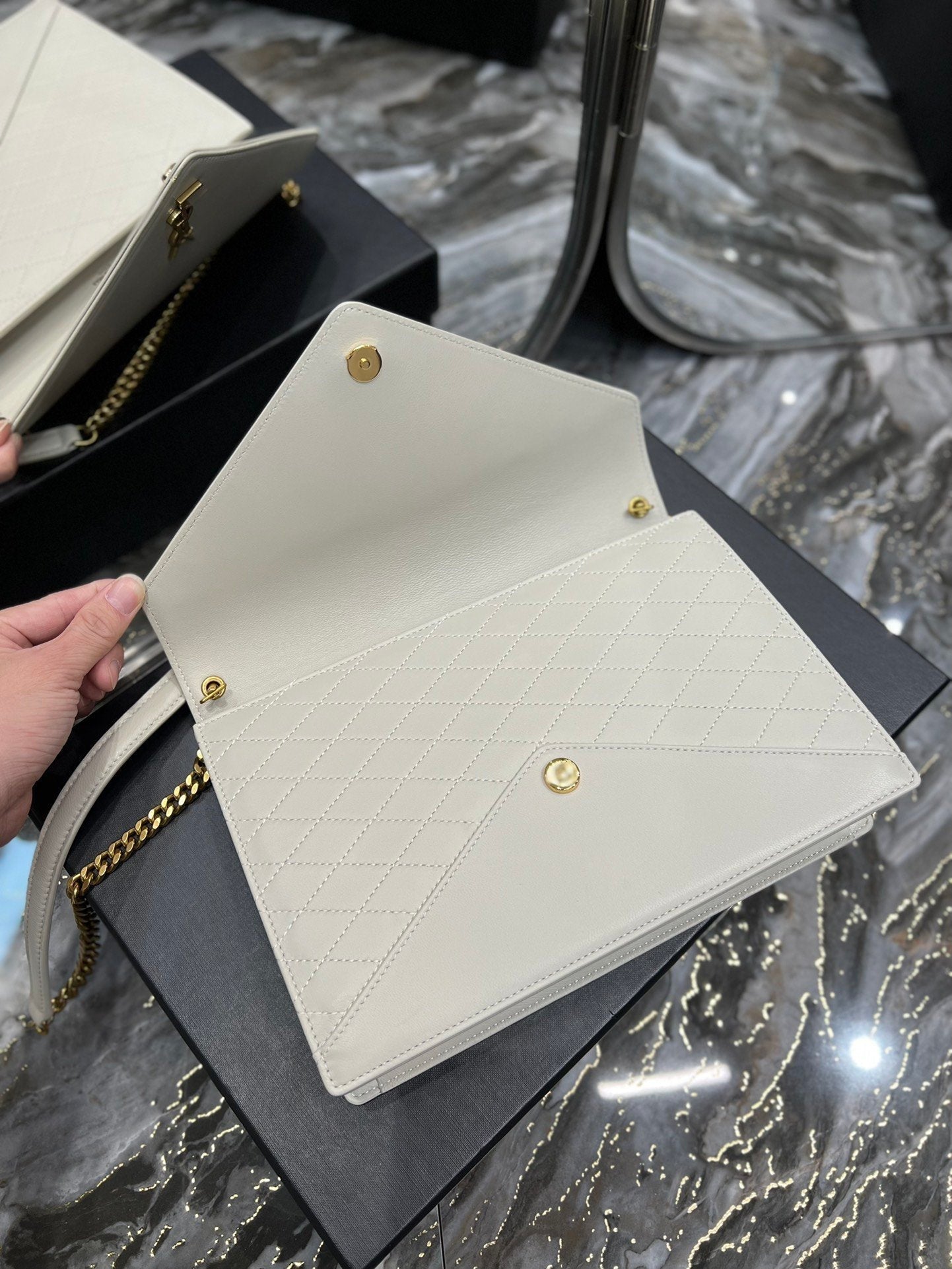 Top Quality Gaby Chain Bag White With Gold Hardware For Women 10.4in/27cm YSL