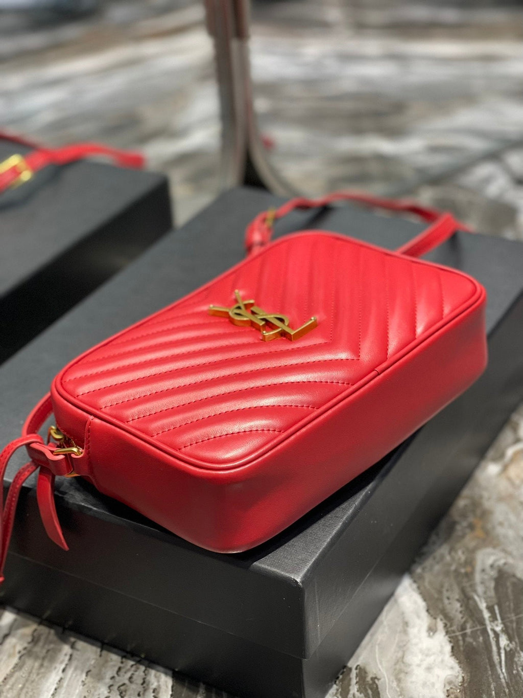 Top Quality Lou Camera Bag Red With Gold Toned Hardware For Women 9in/23cm YSL 612544DV7076008