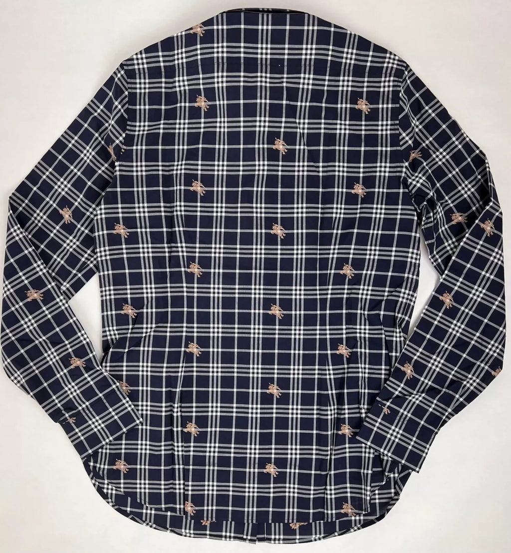 Burberry Women's Navy Checkered Button Up Dress Shirt (38 IT / 6 UK / 4 US)