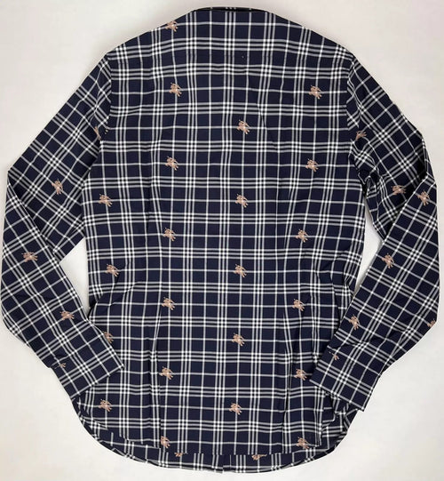 Burberry Women's Navy Checkered Button Up Dress Shirt (38 IT / 6 UK / 4 US)