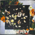 Burberry Women's Black Silk Square Scarf with Flower Print