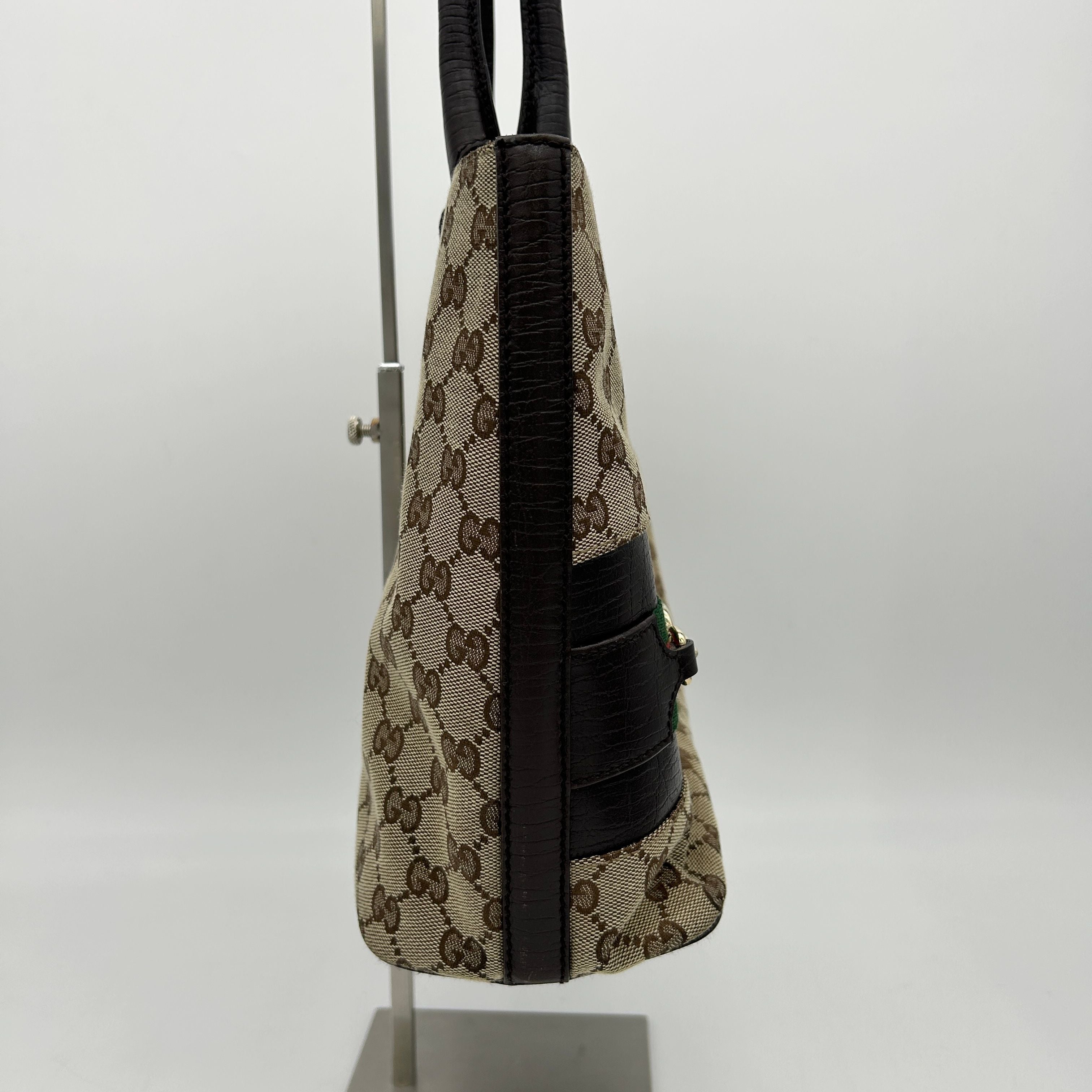 Gucci GG Canvas Horsebit Web Tote - Brown Shoulder Bags, Handbags WD271720