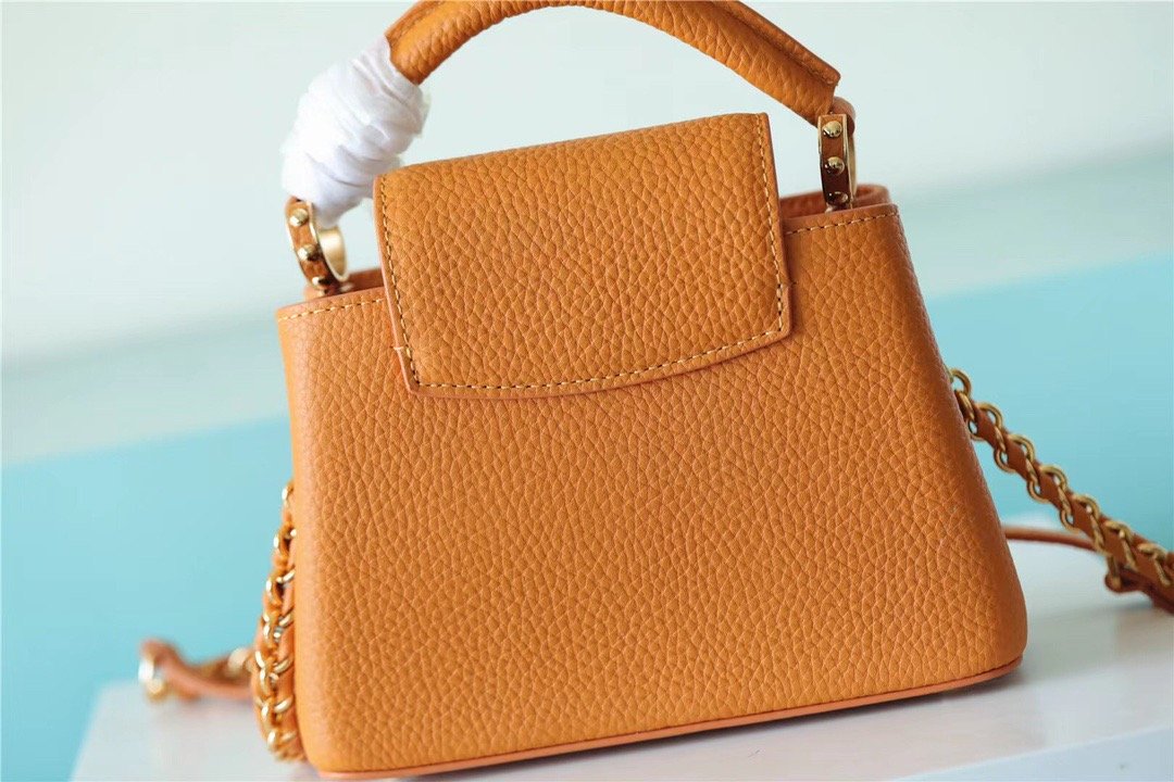 Louis Vuitton Capucines Mini Taurillon Jaune Sunbeam For Women,  Shoulder And Crossbody Bags 21cm/8.3in Louis Vuitton