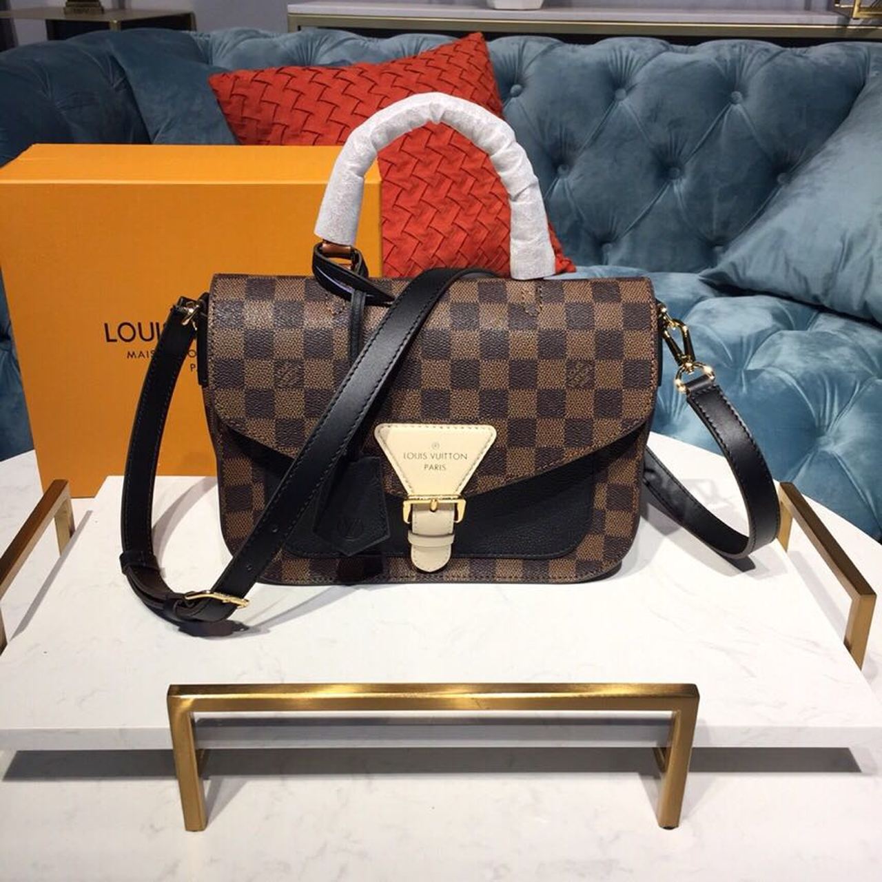Louis Vuitton Beaumarchais Damier Ebene Black For Women, WoHandbag, Shoulder And Crossbody Bags 9.8in/25cm Louis Vuitton N40146