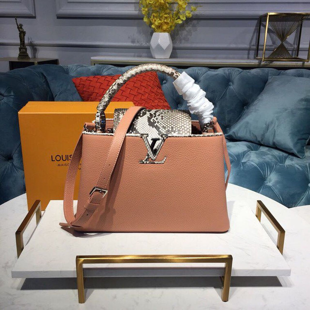 Louis Vuitton Capucines PM Taurillon And Python Magnolia Pink For Women,  Shoulder And Crossbody Bags 10.4in/27cm Louis Vuitton