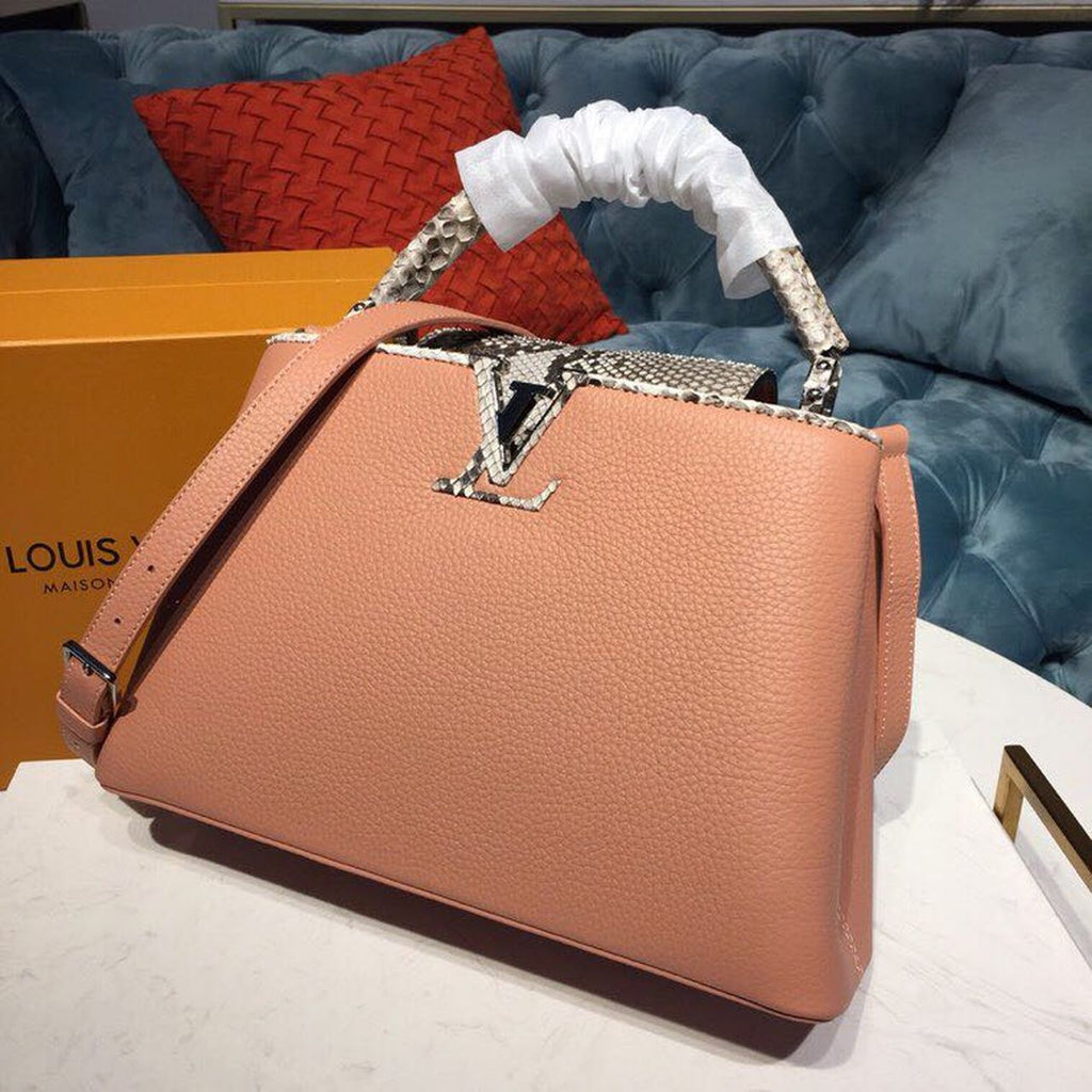 Louis Vuitton Capucines PM Taurillon And Python Magnolia Pink For Women,  Shoulder And Crossbody Bags 10.4in/27cm Louis Vuitton