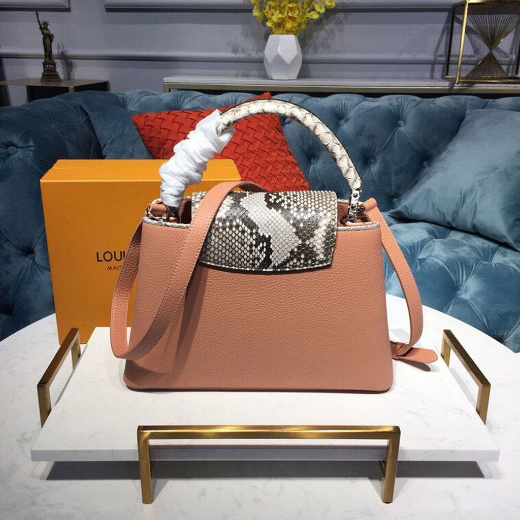 Louis Vuitton Capucines PM Taurillon And Python Magnolia Pink For Women,  Shoulder And Crossbody Bags 10.4in/27cm Louis Vuitton