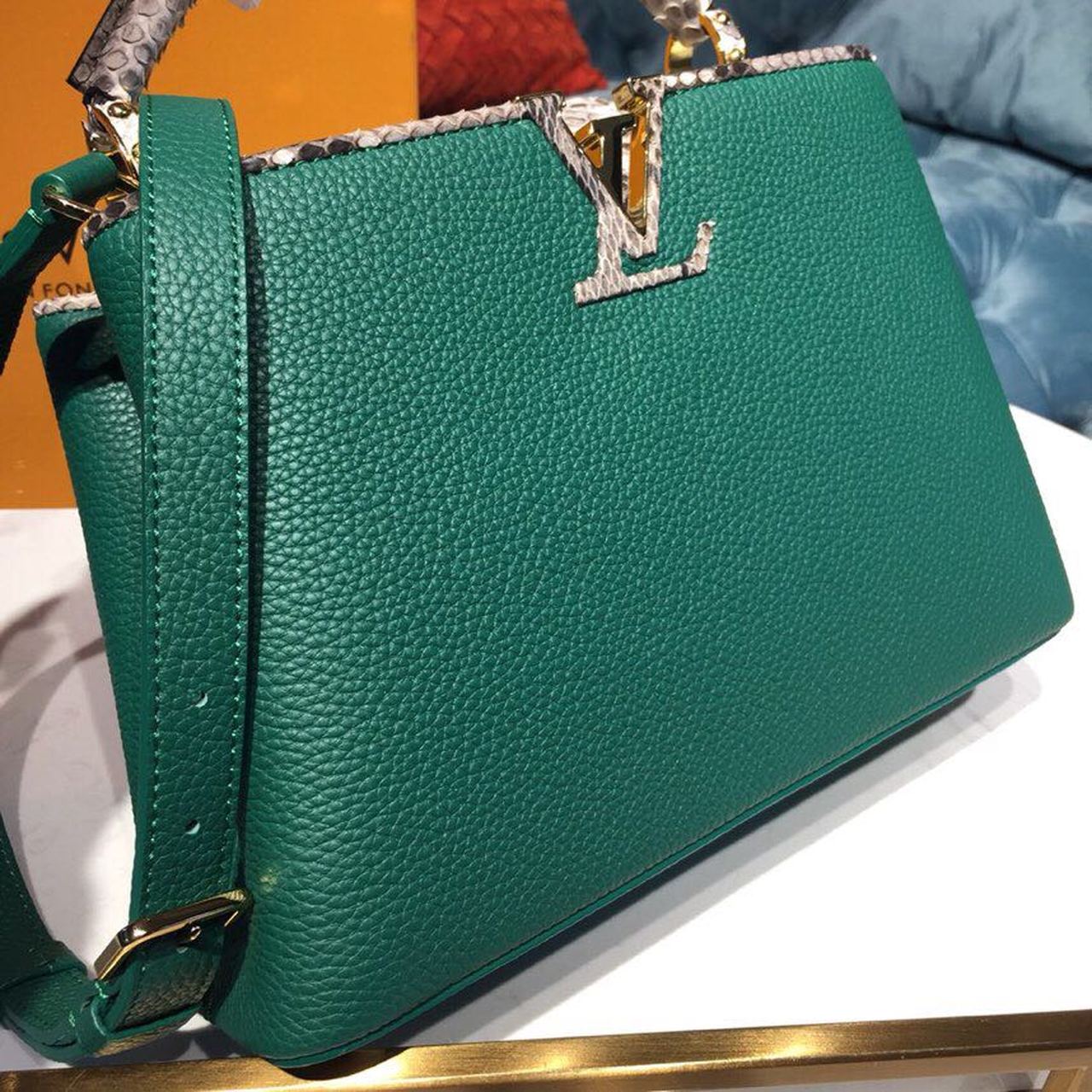 Louis Vuitton Capucines Taurillon And Python Green For Women,  Shoulder And Crossbody Bags 10.6in/27cm Louis Vuitton