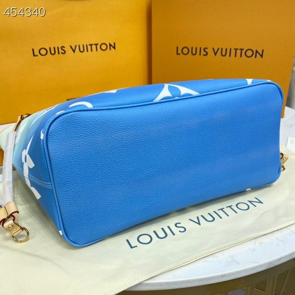 Louis Vuitton Neverfull MM Tote Bag Monogram Giant Canvas Blue For Women,  Shoulder Bags 12.2in/31cm Louis Vuitton M45678