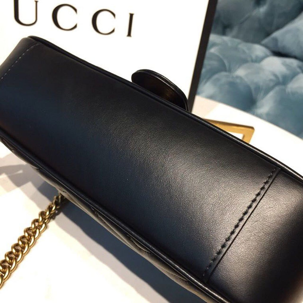 Marmont Small MatelassÃƒÂ© Shoulder Bag Black MatelassÃƒÂ© Chevron With A Heart For Women 10in/22cm 446744 DTGLAMIT 1000