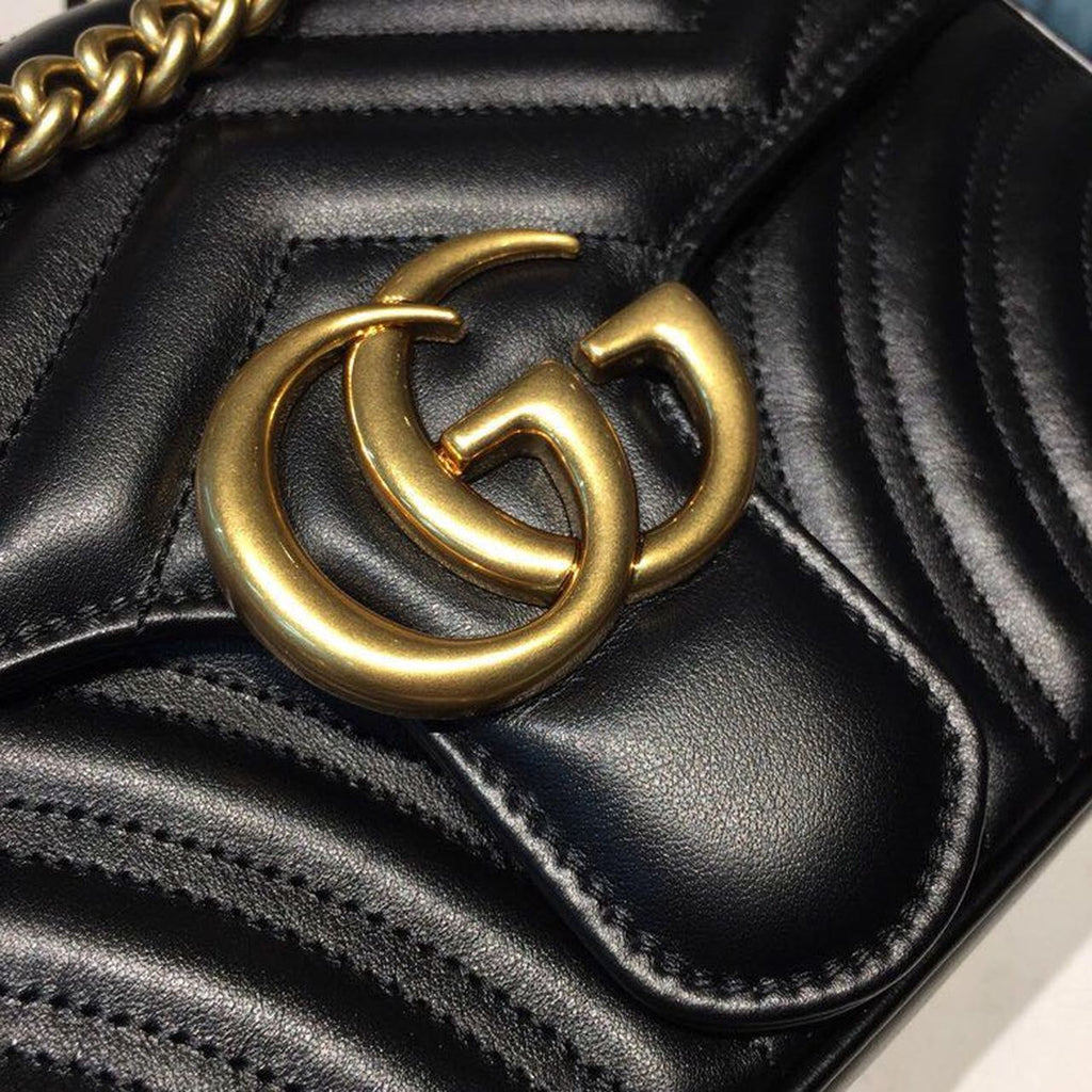 Gucci Marmont Small Matelassé Shoulder Bag Black Matelassé Chevron With A Heart For Women 10in/22cm Gucci 446744 DTDiorT 1000