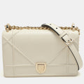 Dior White Leather Small Diorama Shoulder Bag