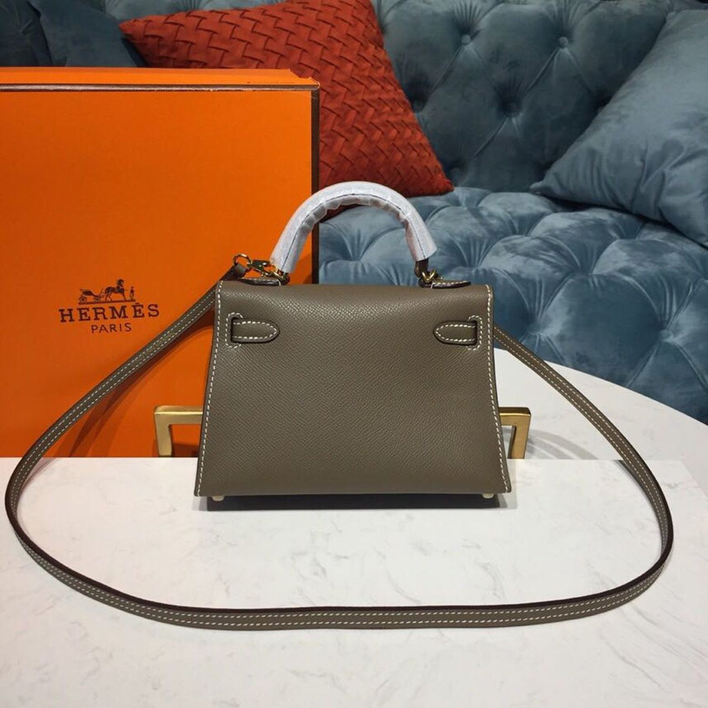 Mini Kelly 20 Sellier Epsom Etoupe Bag For Women, Handbags, Shoulder Bags 7.5in/20cm