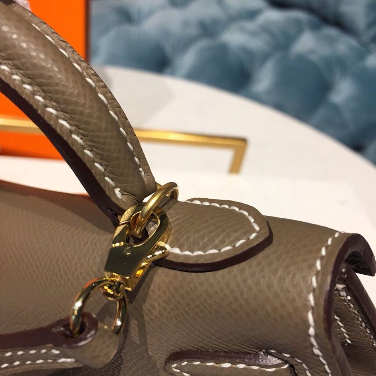 Mini Kelly 20 Sellier Epsom Etoupe Bag For Women, Handbags, Shoulder Bags 7.5in/20cm