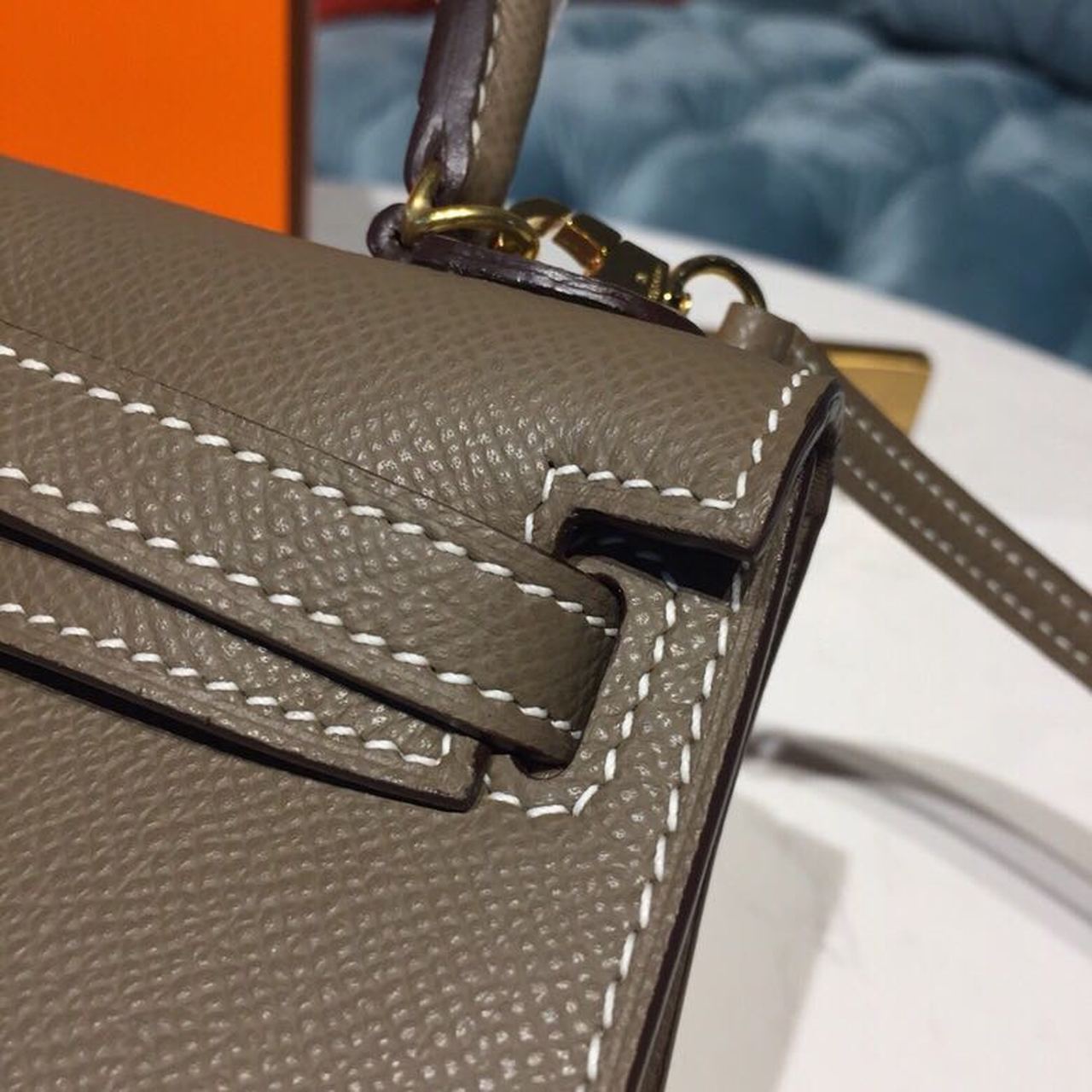 Mini Kelly 20 Sellier Epsom Etoupe Bag For Women, Handbags, Shoulder Bags 7.5in/20cm
