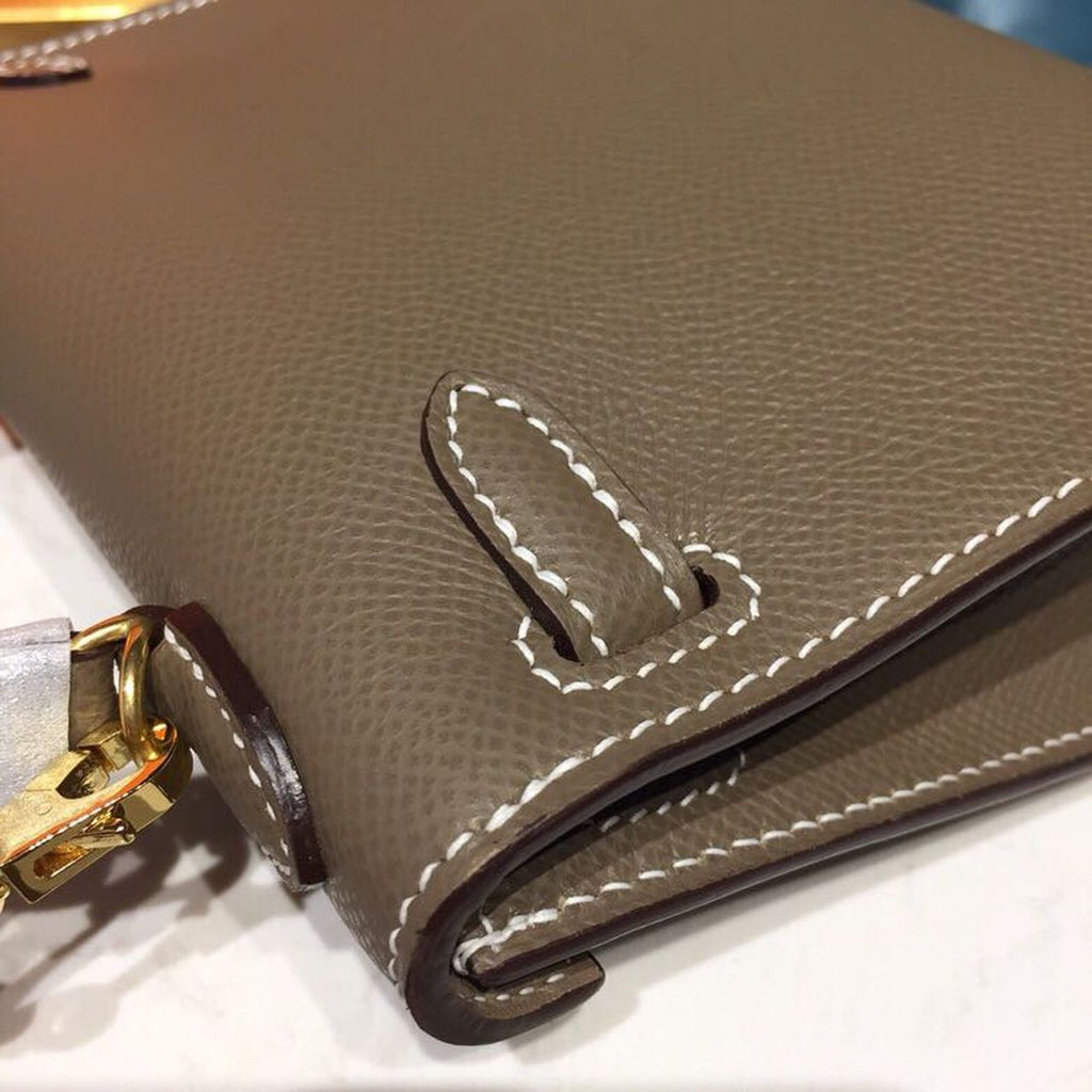 Mini Kelly 20 Sellier Epsom Etoupe Bag For Women, Handbags, Shoulder Bags 7.5in/20cm